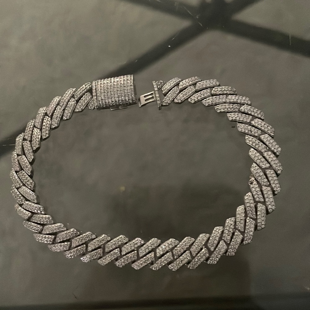 8mm Diamond Cuban Link Bracelet 7inch